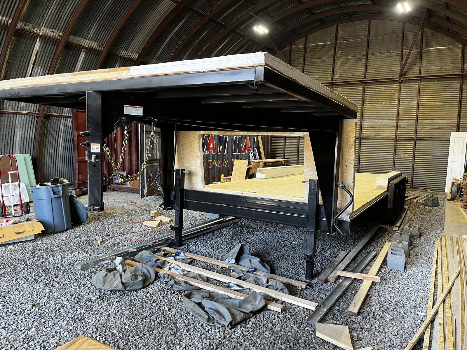Gooseneck trailer, windows & doors, steel framing, sheathing